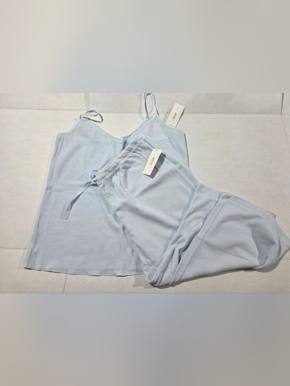 Alfani Light Blue Ribbed Cami & Pant Sleep Set
